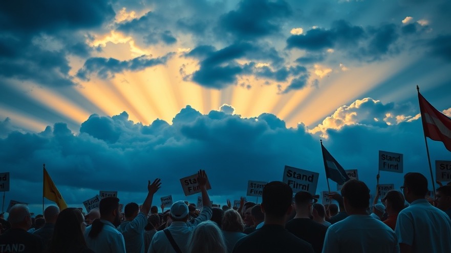 Spirit-Filled Christians rallying for spiritual warfare and revival under a dramatic sky.