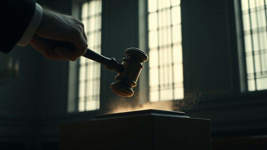 Justice in action: A gavel strikes, symbolizing spiritual awakening and divine intervention.