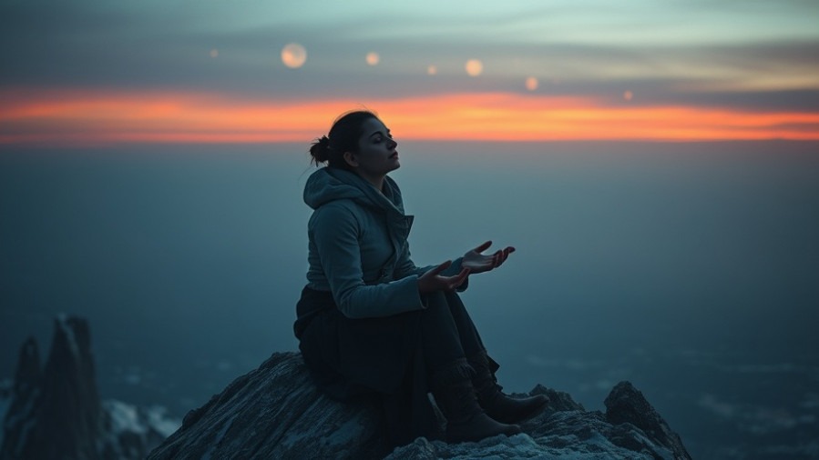 Young woman in worship on a mountain peak, embodying Rick Renner's Spiritual Warfare themes.