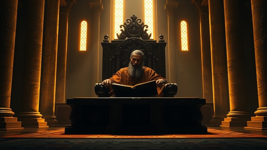 King Solomon in a grand throne room, exemplifying prophetic insight and divine wisdom.