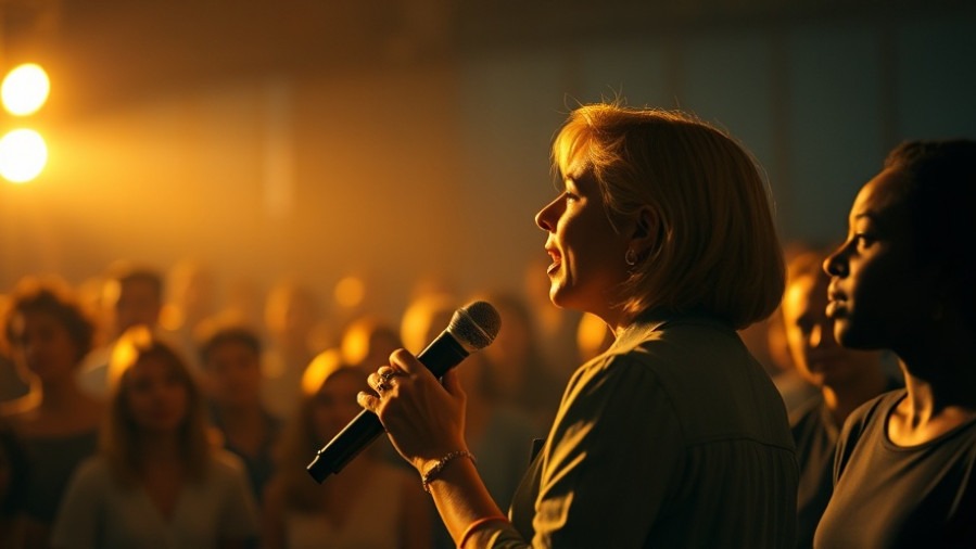 Confident woman inspires prophetic believers with passion and miracles.