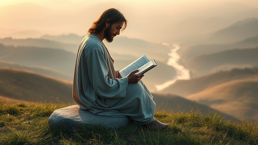 Healing miracles depicted as Jesus writes in a surreal landscape, embodying faith and prayer power.