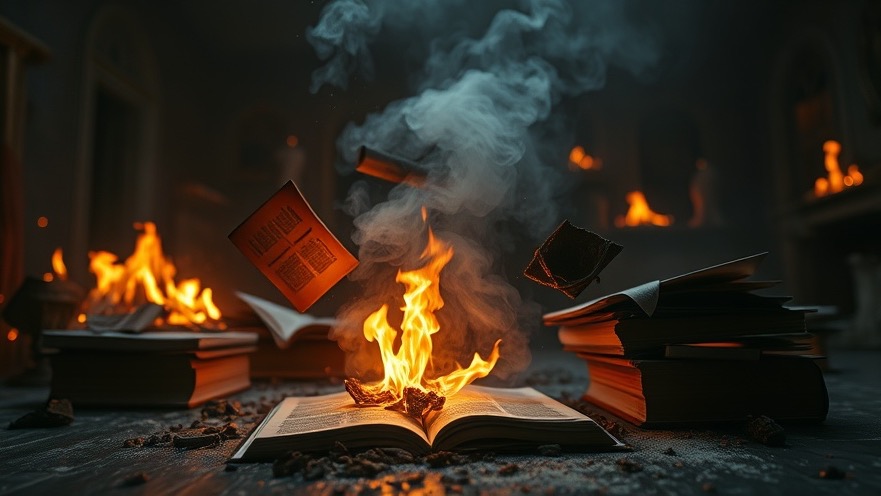 Cinematic scene of a dimly lit room with burning pages; themes of Disciple vs Convert.