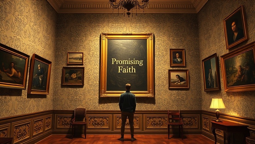 A serene indoor scene showcasing 'Promising Faith' painting amidst rich decor, symbolizing miracles and healings.