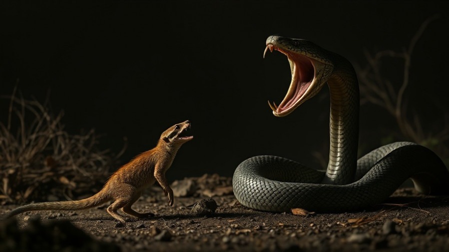 Intense spiritual battles: mongoose vs viper symbolizing divine immunity. Prophetic message by Joseph Z.