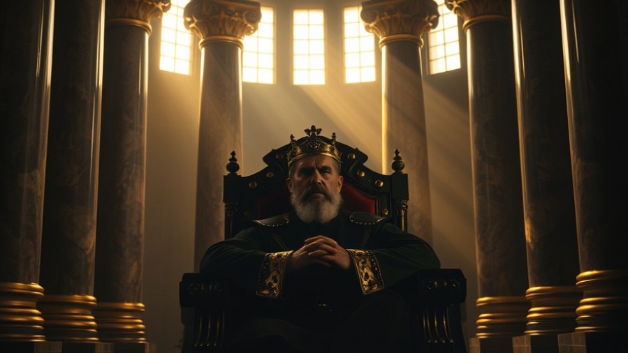 King Herod in a regal throne room, revealing insights into Herod biblical history.