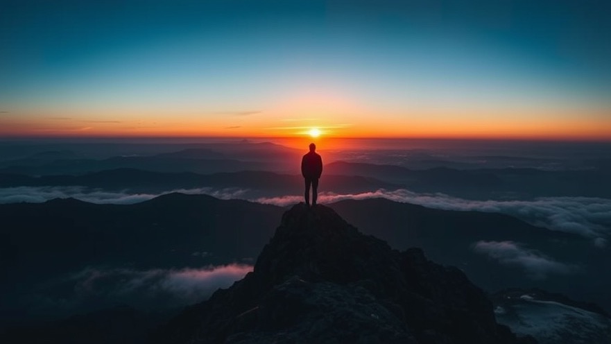 A figure on a mountain peak at dawn, embodying prophetic vision and spiritual destiny.