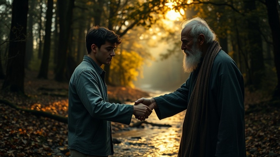 A young man learns spiritual authority from an elder, embodying biblical principles.