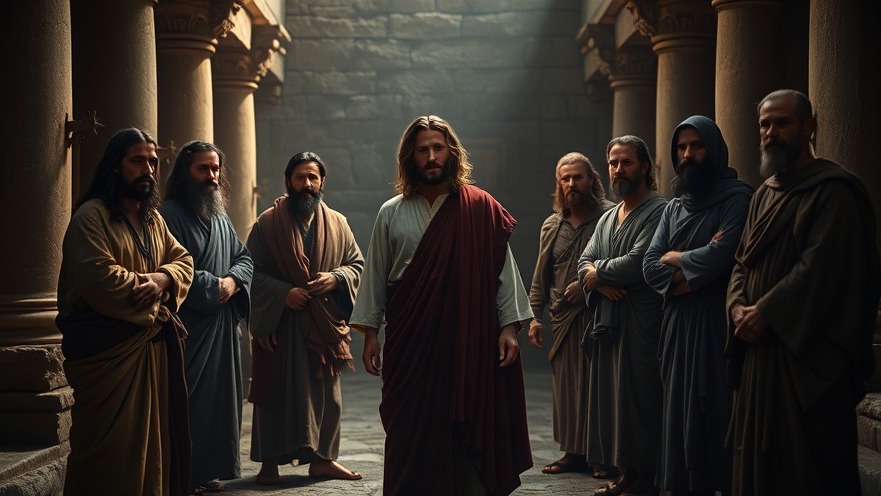 Cinematic scene of Jesus with disciples, embodying spiritual warfare and revival movement insights.
