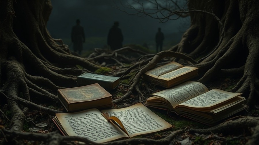 Cinematic scene of wisdom through obedience with weathered books and nature.