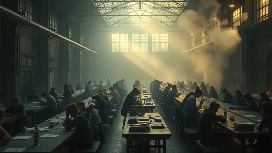 Cinematic scene of youth sharing in a misty hall, reflecting insights on socialism.