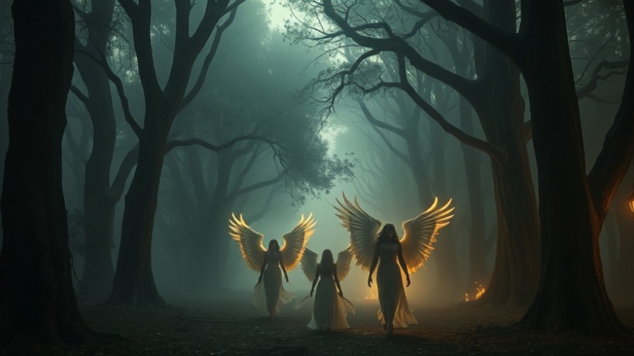 Ethereal fae embody the prophetic journey, guardians of faith in a mystical forest.