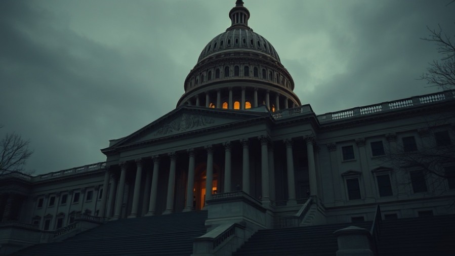 Cinematic view of the Capitol building; a symbol of spiritual warfare and the power of prayer.