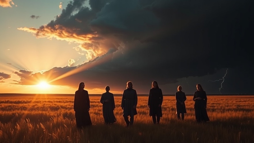 A twilight scene of a faith-driven community under golden light, reflecting prophetic wealth.