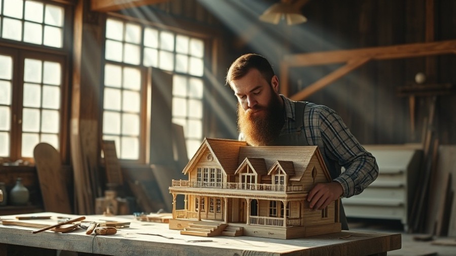 Artisan craftsman creating a miniature house, embodying spiritual gifts and divine talents.