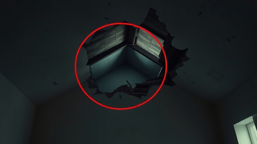 Cinematic indoor scene showing a caving roof, symbolizing the need for financial support for churches.