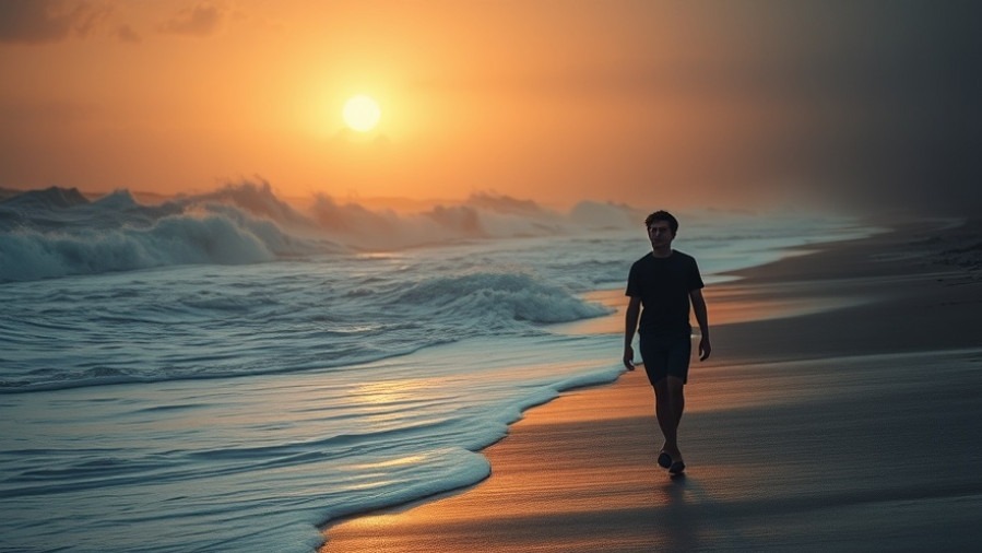 A young adult walking by a raging sea at dawn, embodying prophetic voices and spiritual alignment.