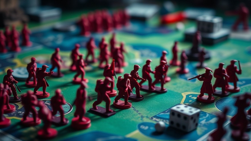 A detailed board game setup showcasing strategy with military figures, reflecting Lance Wallnau's spiritual warfare.