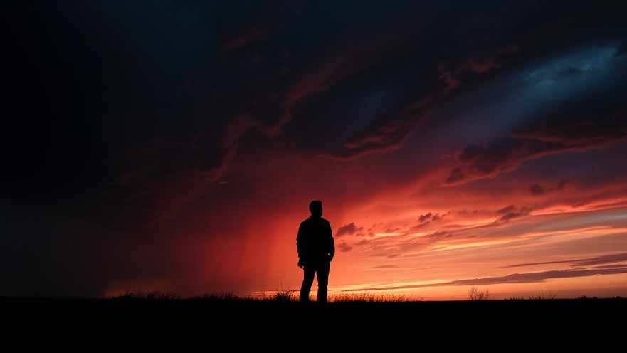 A silhouette of hope and determination under a dramatic sunset, symbolizing judicial integrity.
