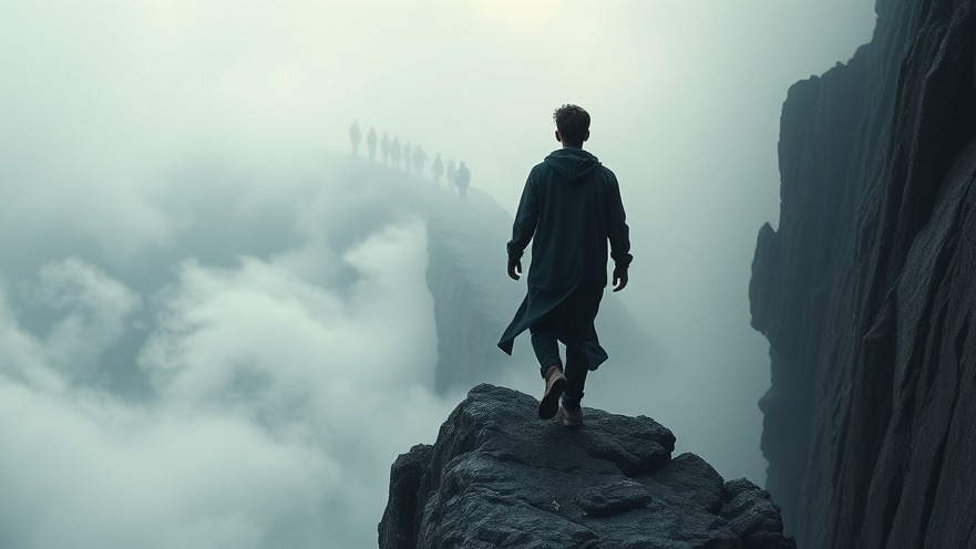 Young man walking toward misty expanse, reflecting on collective prayer and revival impact.