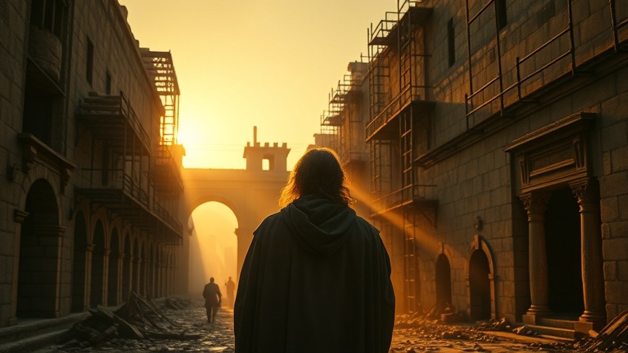 Nehemiah's calling depicted as a resolute leader amidst a city’s reconstruction.