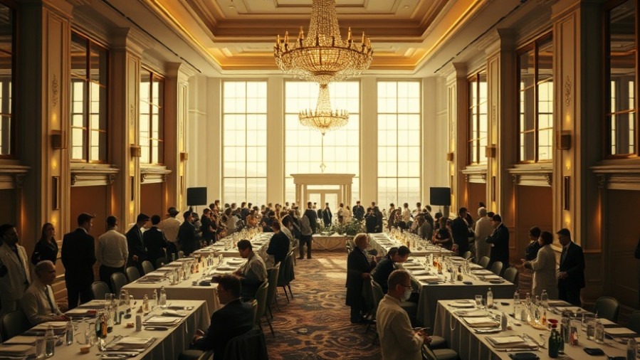 Lance Wallnau conference gathering in an elegant hotel lobby with health items.