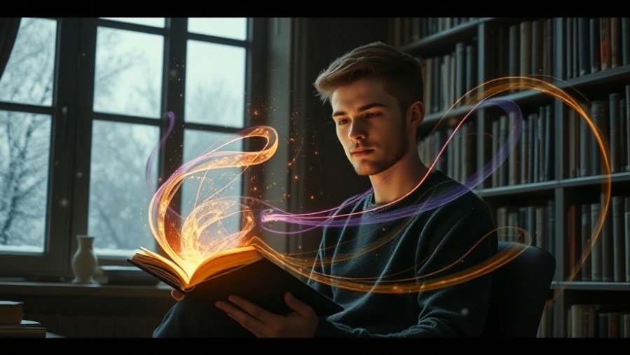A young man experiences spiritual discernment, illuminated by a glowing book.