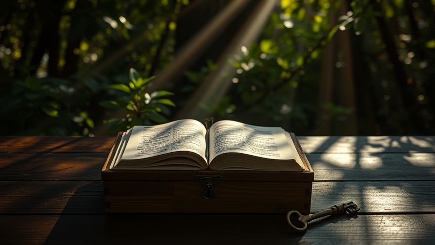 Unlocking prophetic insight with Lance Wallnau: a Bible and key surrounded by nature.