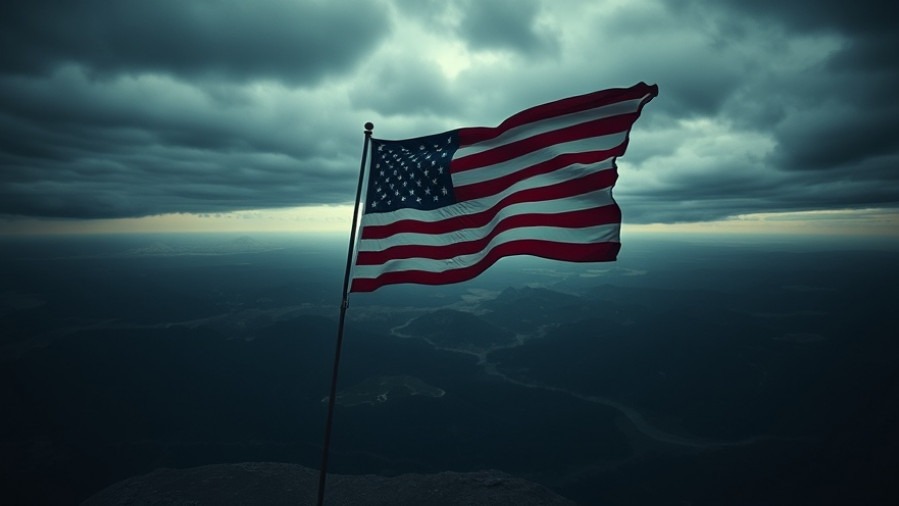 Photorealistic scene of American flag symbolizing Mario Murillo's views on masculinity crisis and social engineering.