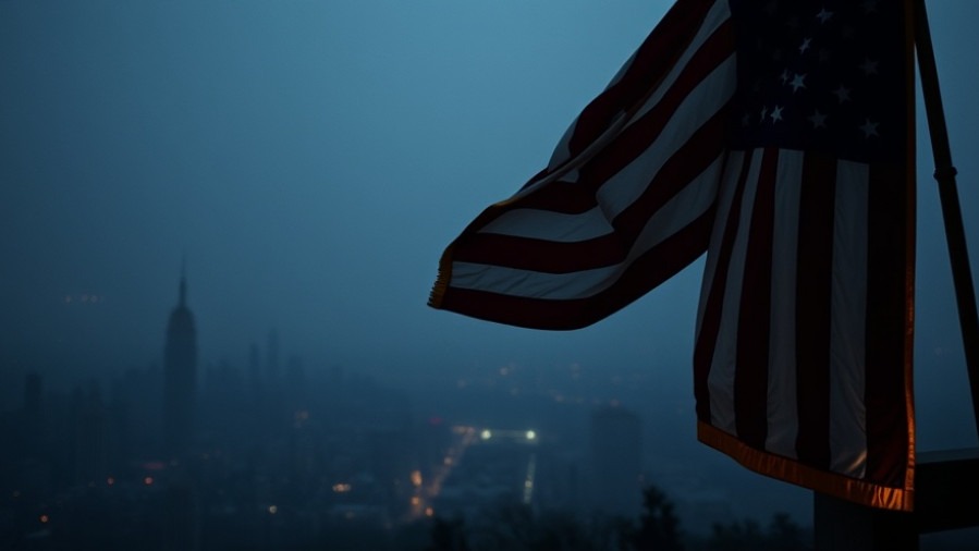 American flag glowing in dawn mist, symbolizing Christian Patriotism.