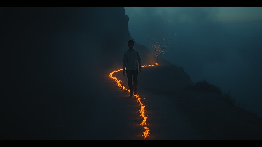 A young man follows a glowing ember trail, discovering God's purpose in a cinematic dusk.