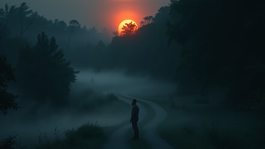 A figure stands at a forest path as dawn breaks, embodying personal breakthroughs and spiritual renewal.