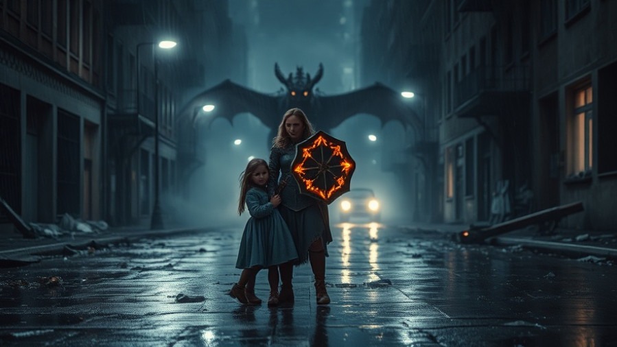 Children's spiritual protection as a brave guardian shelters them from danger.