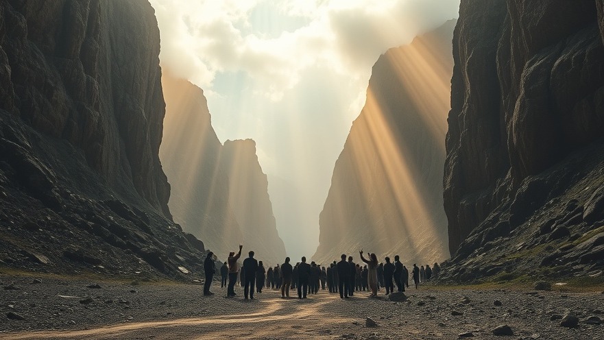 Seven mountains of influence in a dramatic landscape, capturing a moment of spiritual warfare.