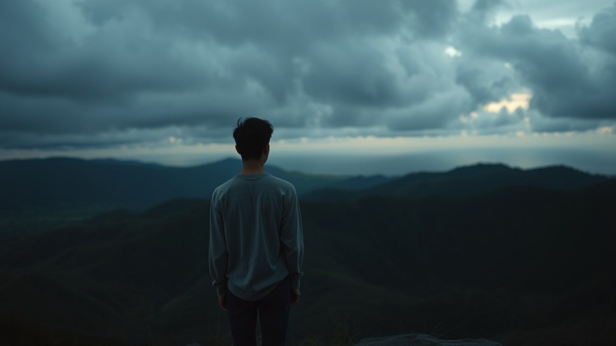 Young adult on overlook embodying Rick Renner's themes of faith development and gratitude cultivation.