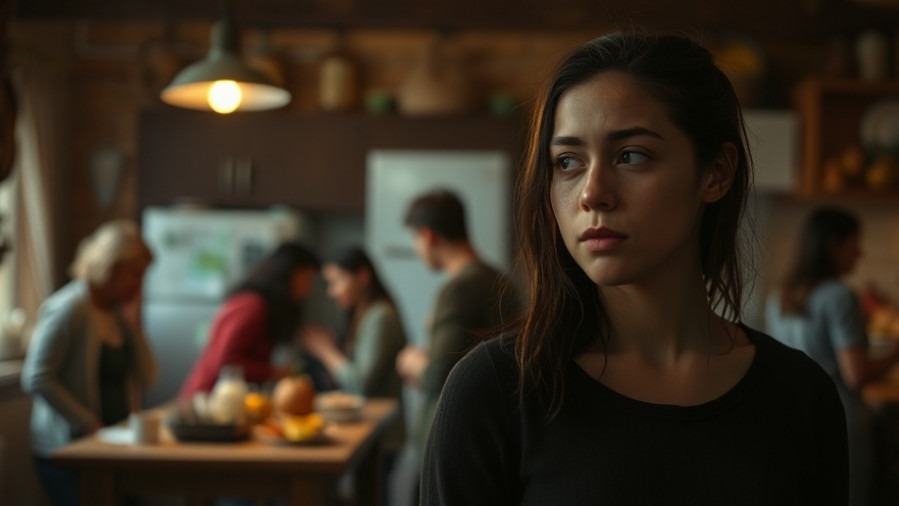 A young woman reflects on spiritual care, embodying personal breakthrough in a warm kitchen.