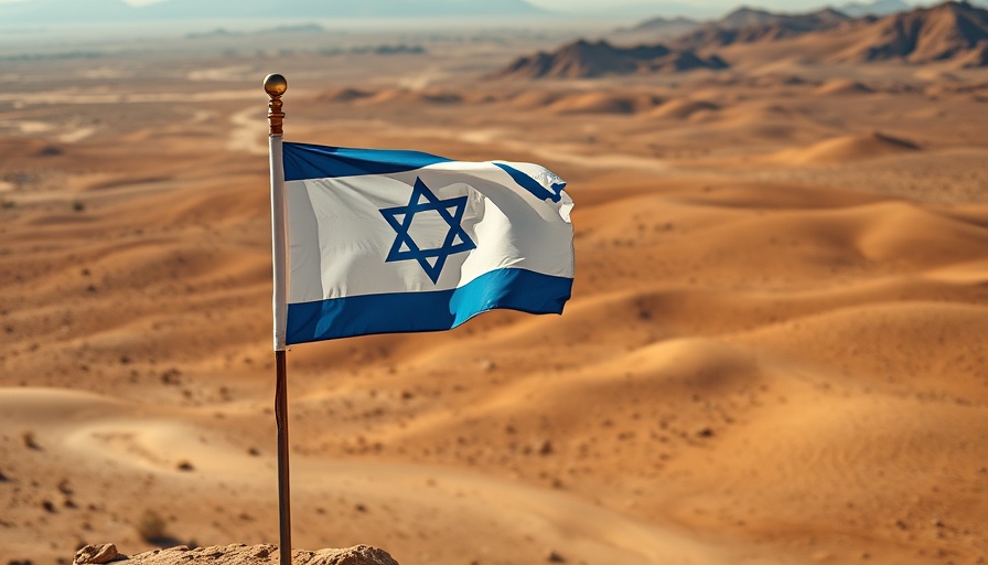 Seven-Year Peace Treaty in Biblical Prophecy concept with Israeli flag in desert.
