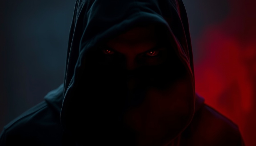 There Are No Atheists: hooded figure with red glowing eyes.