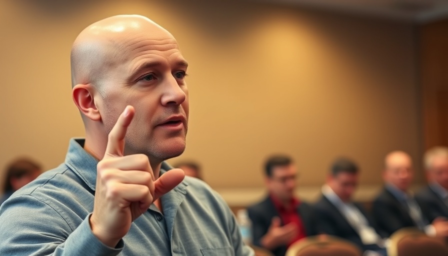 Speaker gesturing passionately at The Voice of God Conference.