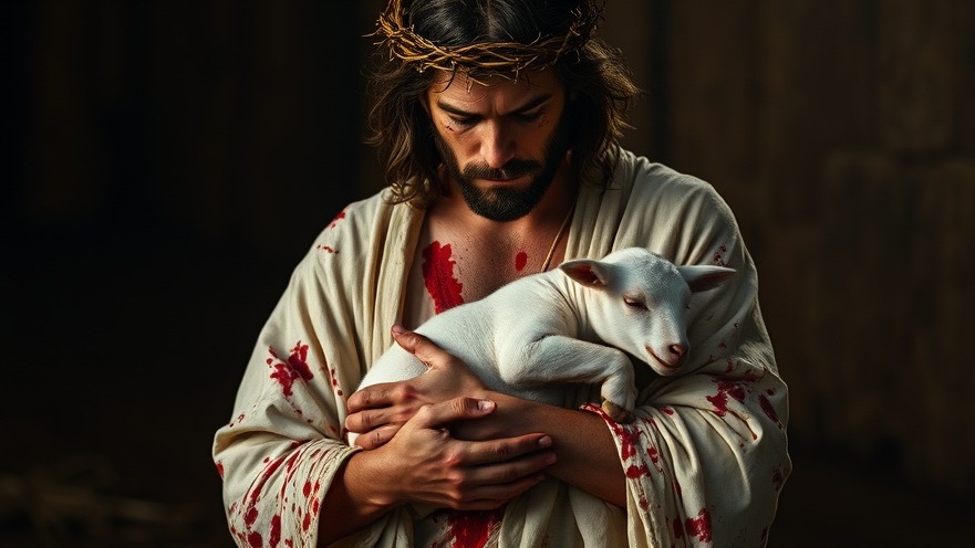 Jesus Christ in solemn stillness, embodying Passion Week and Chris's sacrifice.