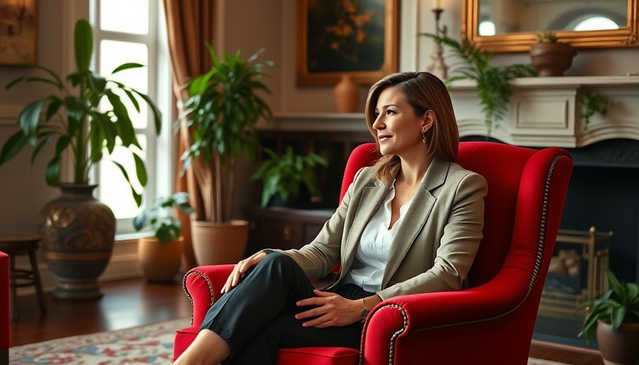Professional woman discussing Denver's United 2025 in an elegant room.