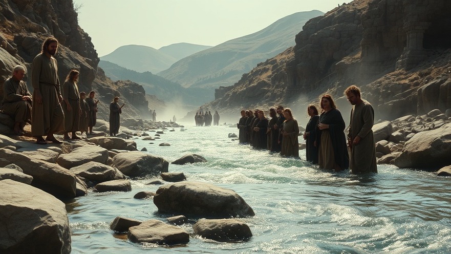 A serene baptism scene invoking spiritual warfare, showcasing personal breakthroughs.