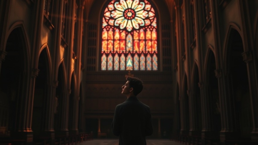 Rick Renner exploring the Power of Prayer in a serene church bathed in stained glass light.