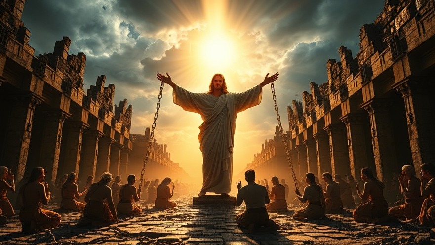 Jesus Christ illuminating spiritual slavery, symbolizing permanent deliverance and redemption.