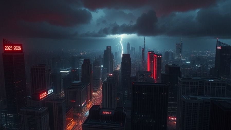 A cinematic cityscape at night, embodying spiritual gifts amid redemptive instability.