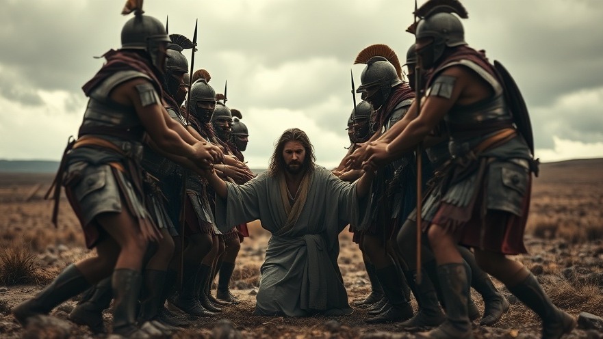 Jesus' arrest by Roman soldiers captures spiritual insights in a tense moment.