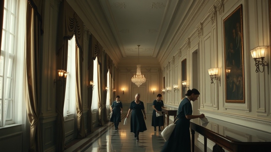 Quietly uplifting scene of housekeepers in the White House, embodying spiritual awakening.