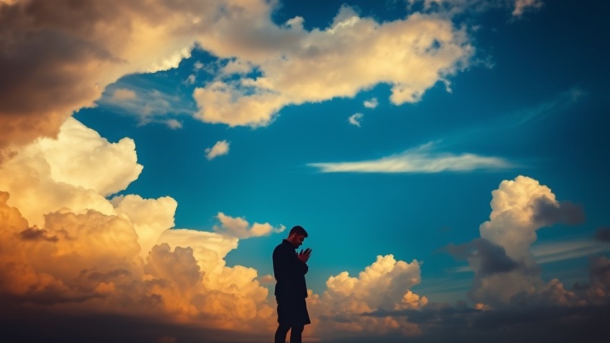 A solitary figure in prayer under a dramatic sky, embodying Rick Renner's Power of Prayer.