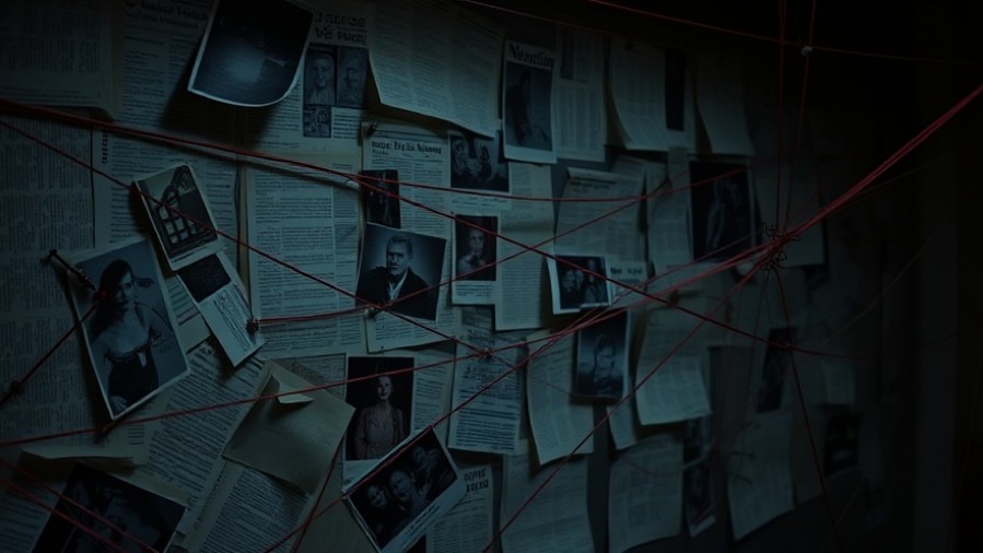 Cinematic scene of a collage wall depicting spiritual warfare insights and prayer.