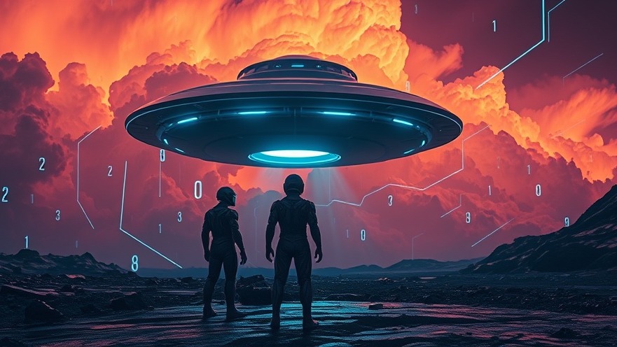 Futuristic scene with humanoid figures and UFO, embodying JosephZ's Spiritual Warfare theme.